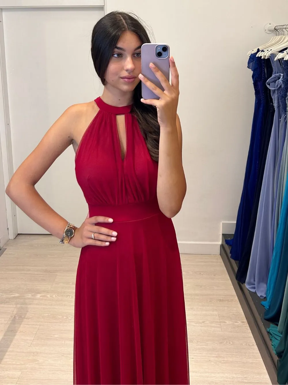 Vestito lungo tulle scollo americano