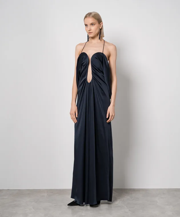 Victoria Beckham Maxi abito blu con scollature curve 1224WDR005612A