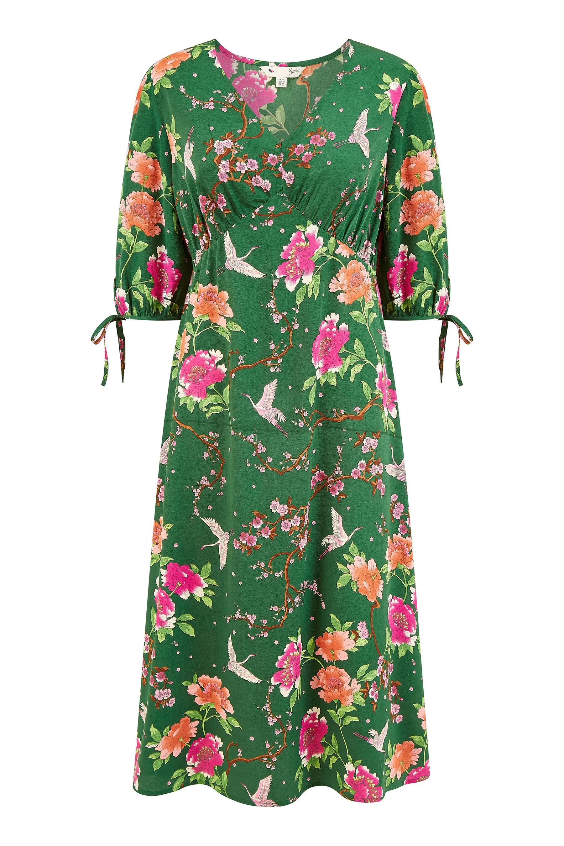 Yumi - Abito midi a kimono con Stampa e gru